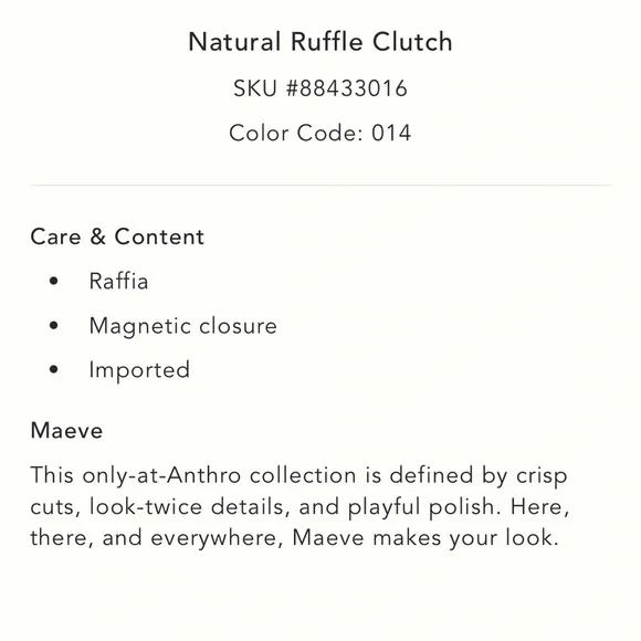 ✨ Anthropologie Natural Ruffle Clutch - Picture 9 of 9